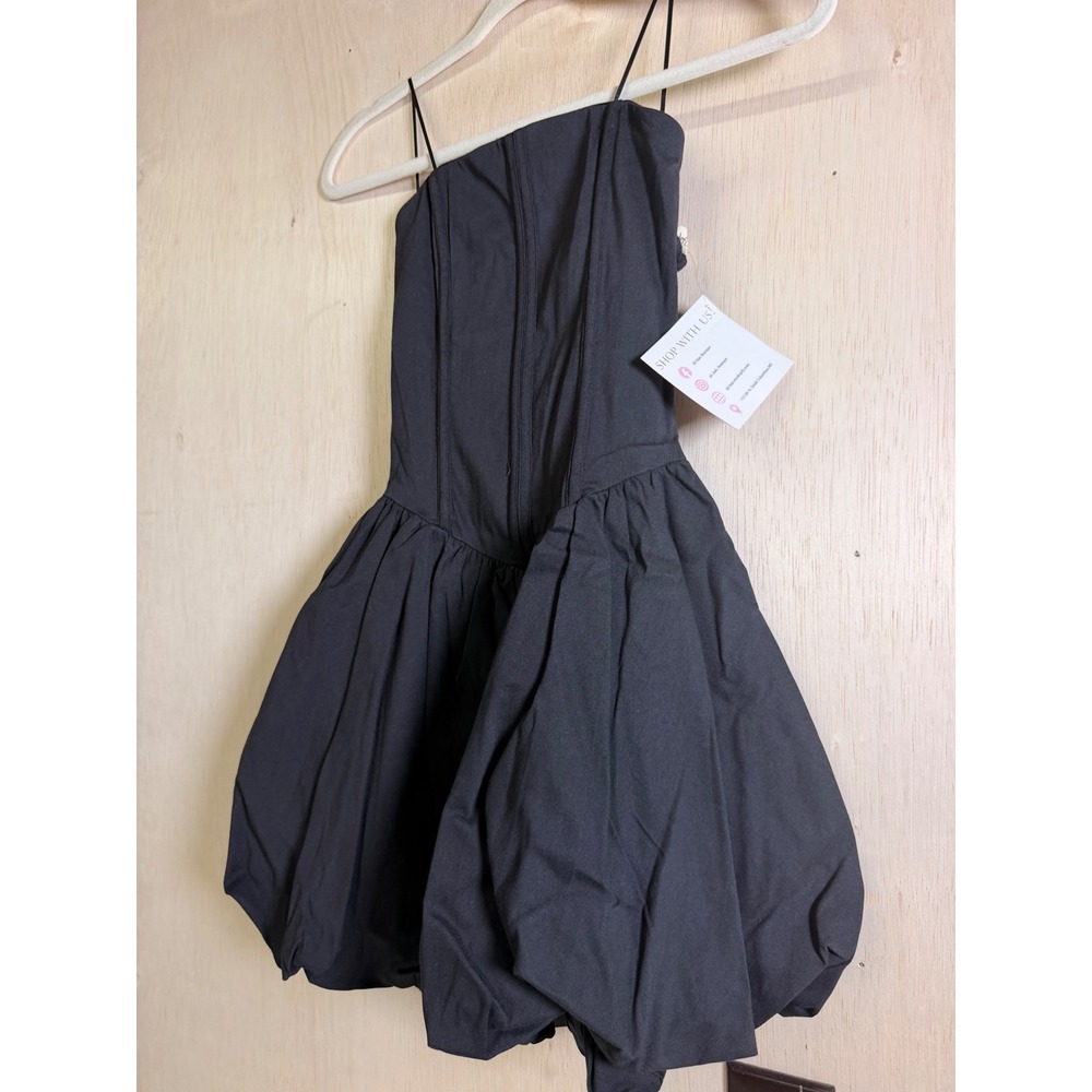 The Vintage Shop Bubble Hem Dress Women Small Black Excellent Corset Strappy - Picture 3 of 11